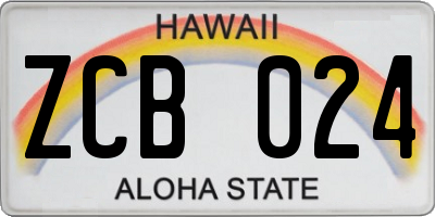 HI license plate ZCB024