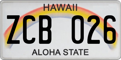 HI license plate ZCB026