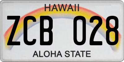 HI license plate ZCB028