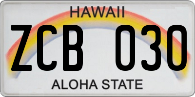 HI license plate ZCB030