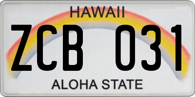 HI license plate ZCB031