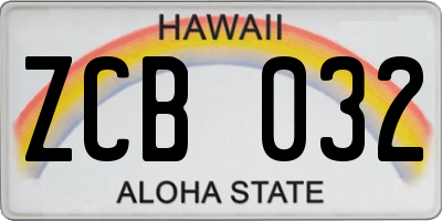 HI license plate ZCB032