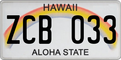 HI license plate ZCB033