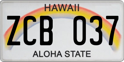 HI license plate ZCB037