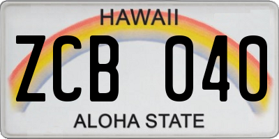 HI license plate ZCB040