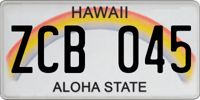 HI license plate ZCB045