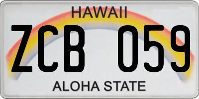 HI license plate ZCB059