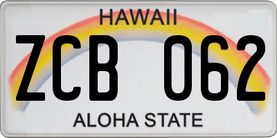 HI license plate ZCB062