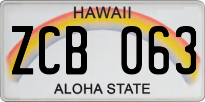 HI license plate ZCB063