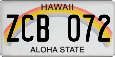 HI license plate ZCB072