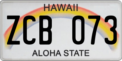 HI license plate ZCB073