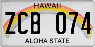 HI license plate ZCB074