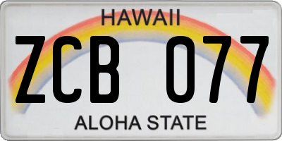 HI license plate ZCB077