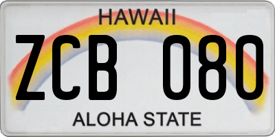 HI license plate ZCB080