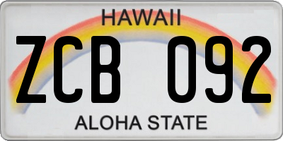 HI license plate ZCB092