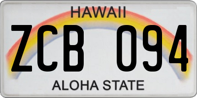 HI license plate ZCB094