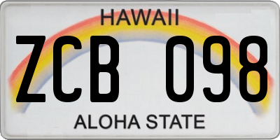 HI license plate ZCB098