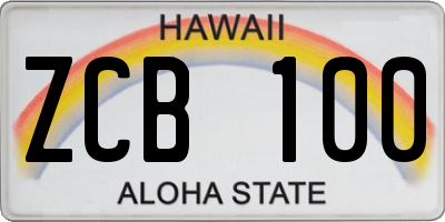 HI license plate ZCB100