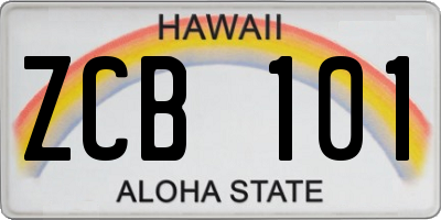 HI license plate ZCB101