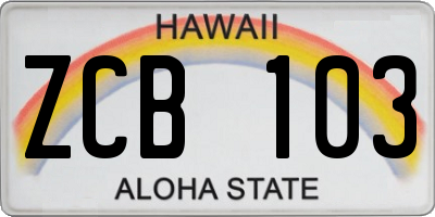 HI license plate ZCB103