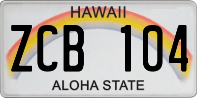 HI license plate ZCB104