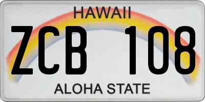 HI license plate ZCB108