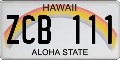 HI license plate ZCB111
