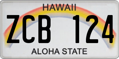 HI license plate ZCB124