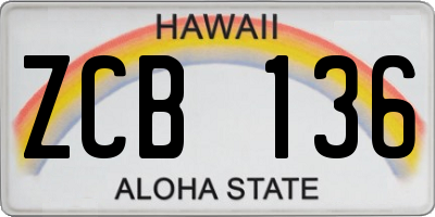 HI license plate ZCB136