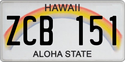 HI license plate ZCB151