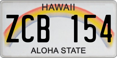 HI license plate ZCB154