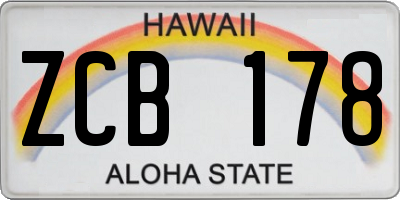 HI license plate ZCB178