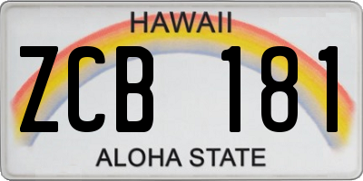 HI license plate ZCB181