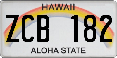 HI license plate ZCB182