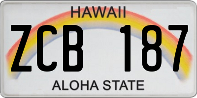HI license plate ZCB187