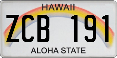 HI license plate ZCB191