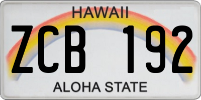 HI license plate ZCB192