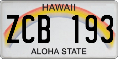 HI license plate ZCB193
