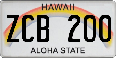 HI license plate ZCB200