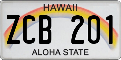 HI license plate ZCB201