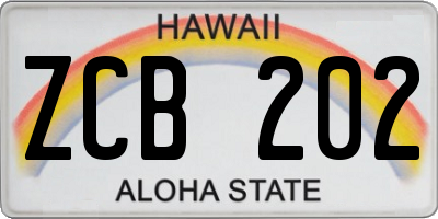 HI license plate ZCB202
