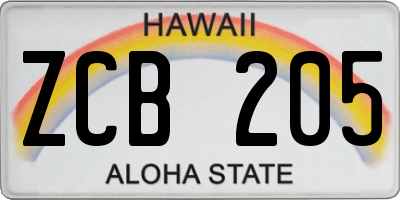 HI license plate ZCB205