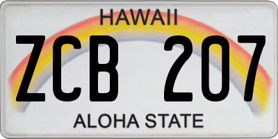 HI license plate ZCB207