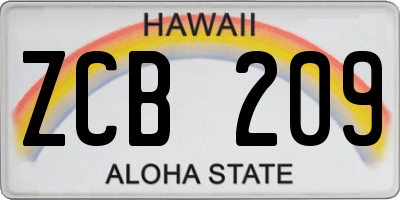 HI license plate ZCB209