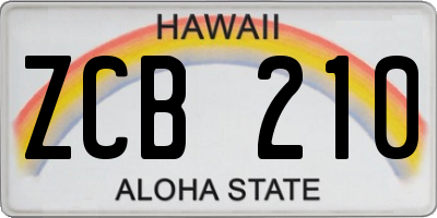 HI license plate ZCB210