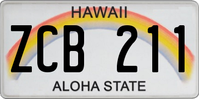 HI license plate ZCB211