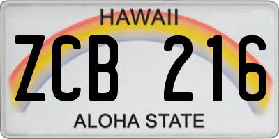 HI license plate ZCB216