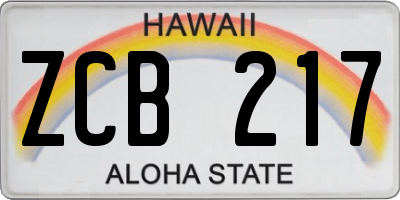 HI license plate ZCB217
