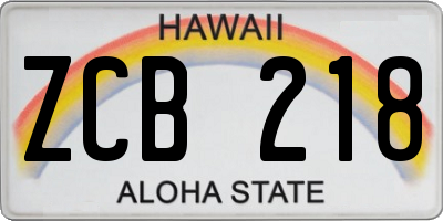 HI license plate ZCB218