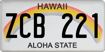 HI license plate ZCB221